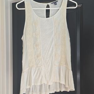 American Eagle Outfitters Cream Lace Detail Tank Top
